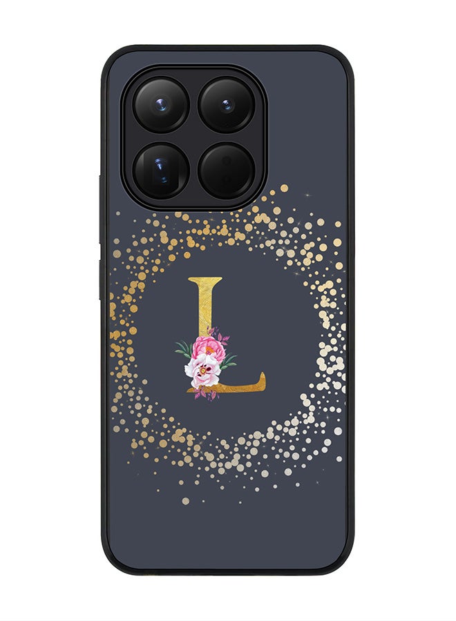 For Xiaomi 15T Case,Slim fit Camera Protection, Shockproof Thin Phone cover  - Custom Monogram Floral - L  (Grey )